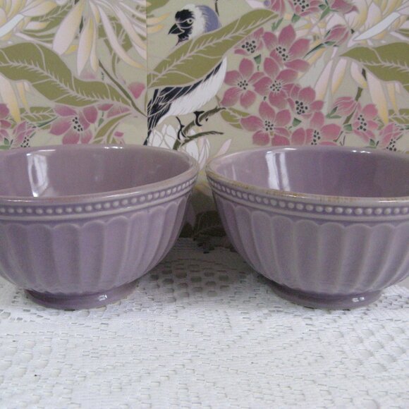 Lenox French Perle Groove Violet Purple 2 Bowls Soup Cereal 6" Stoneware - Picture 2 of 7
